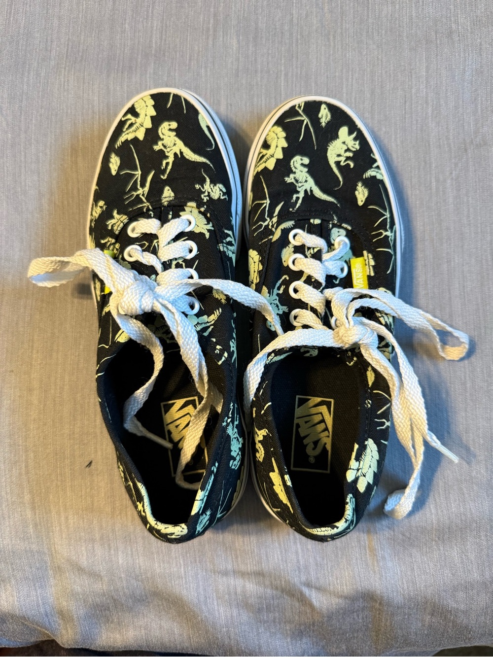 Vans Kids Black Sneakers with Glow in the Dark Dino Print